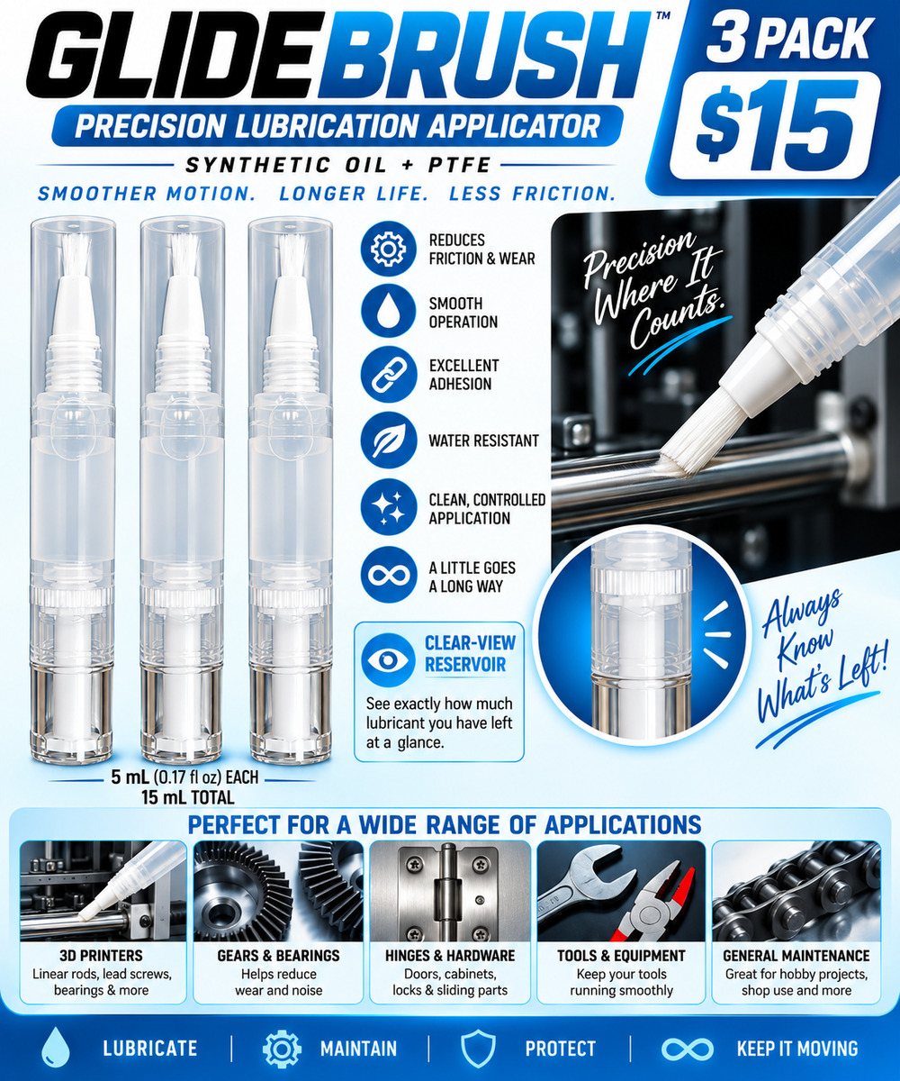 3 Pack 5mL Precision Oil Brush Pens Synthetic Oil w/ PTFE 3D Printer Lubricant